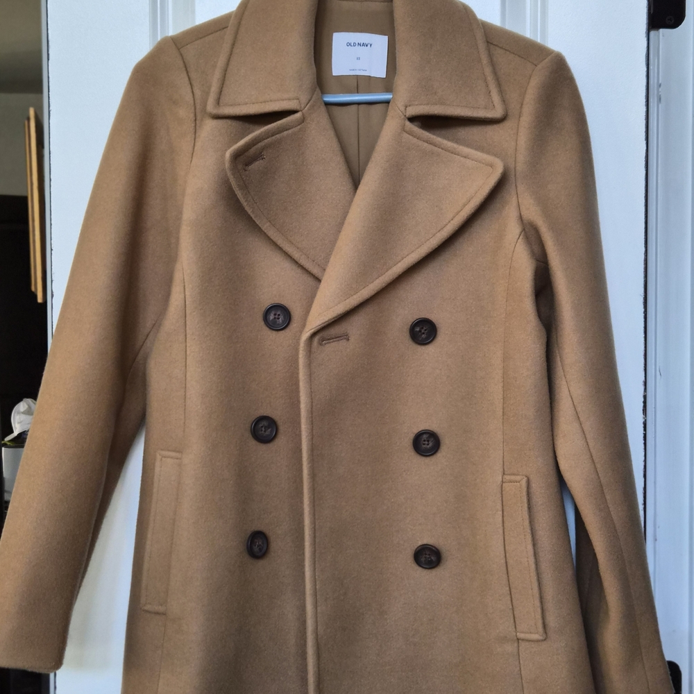 Old Navy Tan Double-Breasted Peacoat Size XS